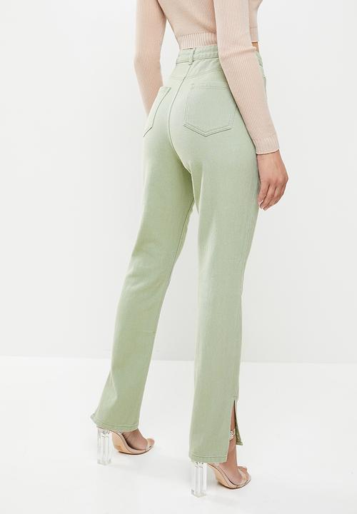 Missguided - Wrath split hem straight jean co ord - sage