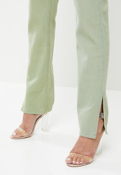 Missguided - Wrath split hem straight jean co ord - sage