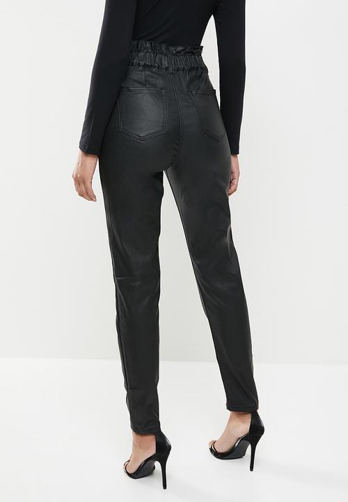 Missguided - Coated elasticated balloon jean -black