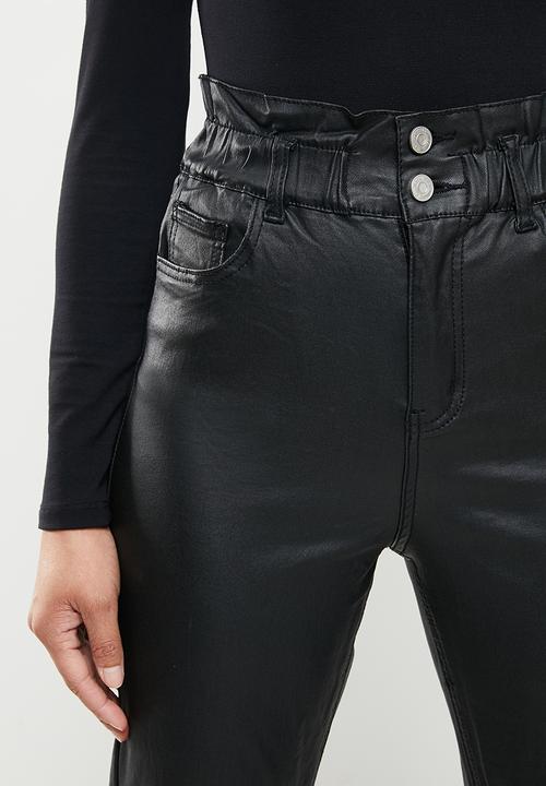 Missguided - Coated elasticated balloon jean -black