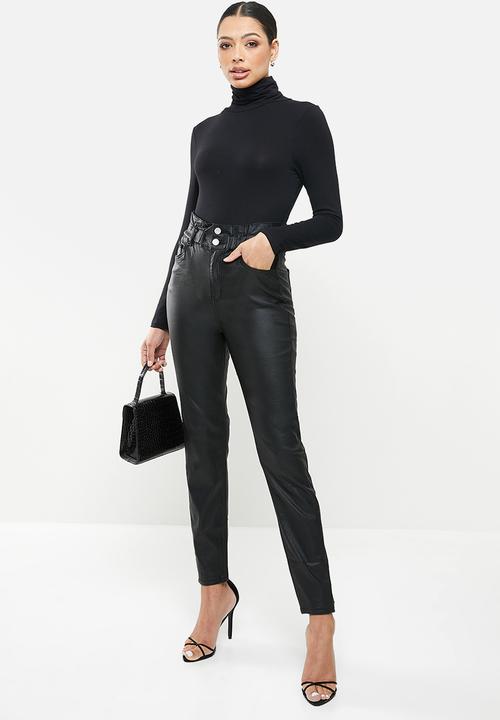 Missguided - Coated elasticated balloon jean -black