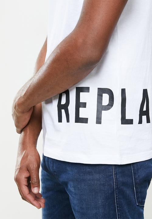 Replay - Replay side logo print tee - white