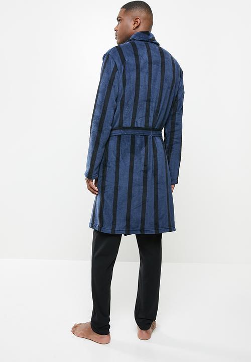 Brave Soul - Stripe dressing gown - navy