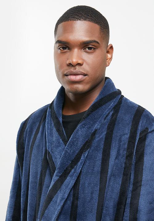 Brave Soul - Stripe dressing gown - navy