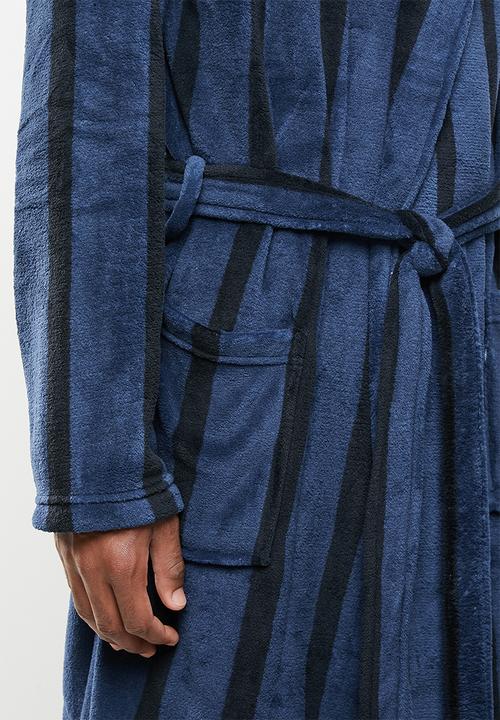 Brave Soul - Stripe dressing gown - navy