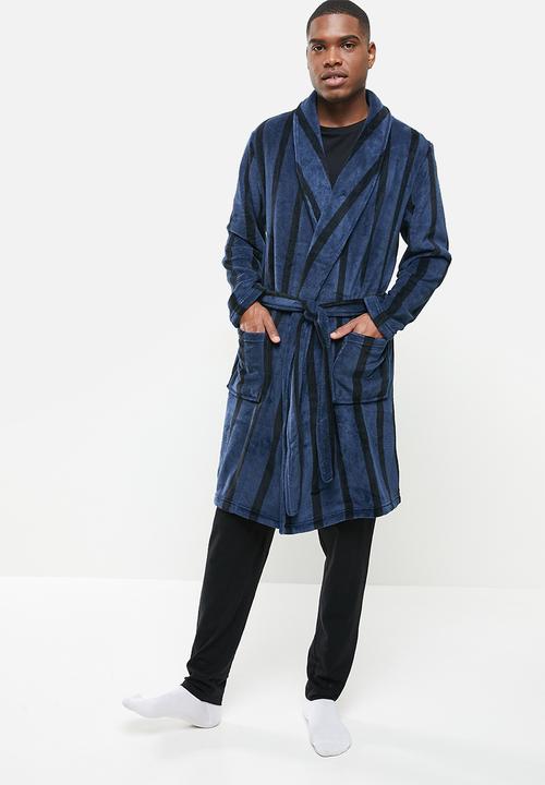 Brave Soul - Stripe dressing gown - navy