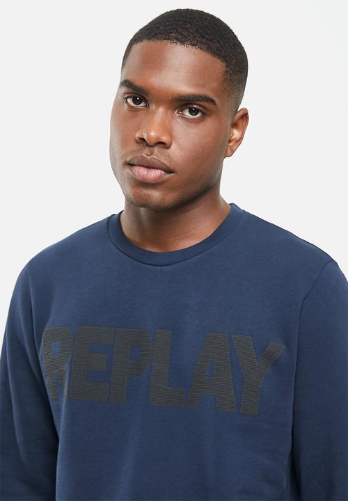 Replay - Replay logo crew fleece - navy