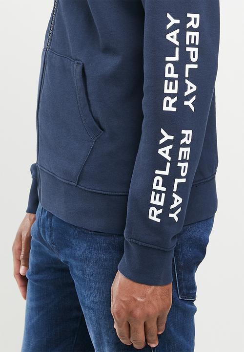 Replay - Replay zip thru hoodie - navy