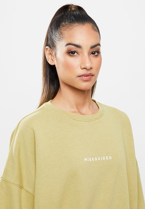 Missguided - Petite Missguided washed basic sweat top - khaki