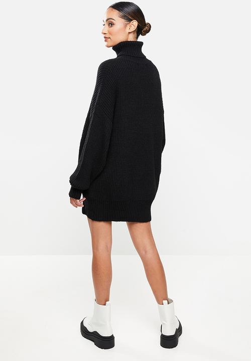 Missguided - Petite premium boyfriend roll neck dress - black