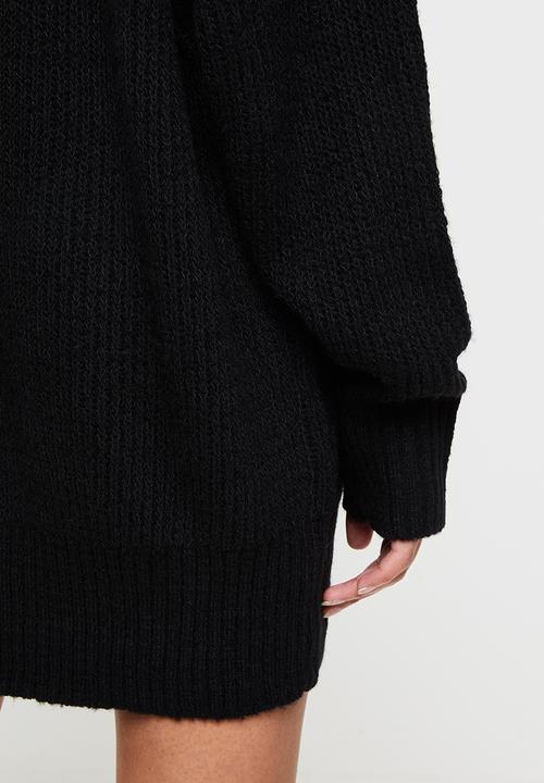 Missguided - Petite premium boyfriend roll neck dress - black