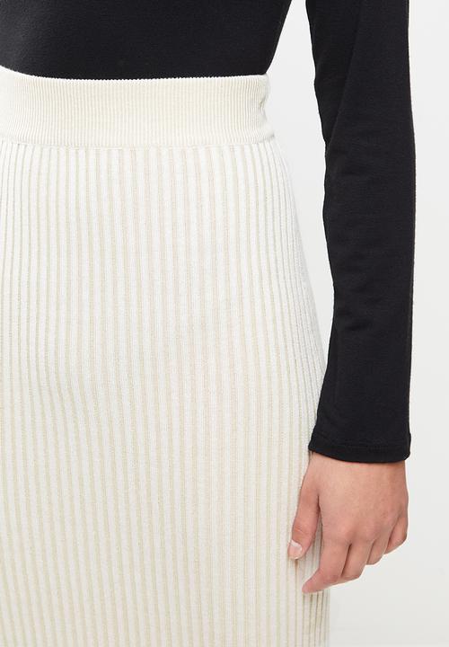 Missguided - Petite ribbed midaxi skirt - stone
