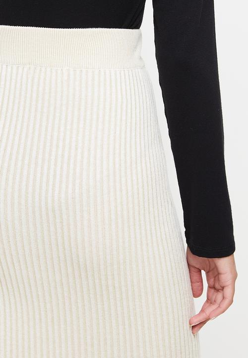Missguided - Petite ribbed midaxi skirt - stone