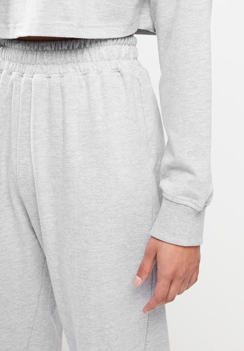 Missguided - Petite crop sweat jogger co ord - grey 