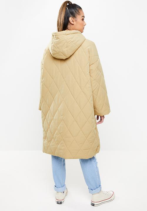 Missguided - Petite quilted longline oversized coat - stone