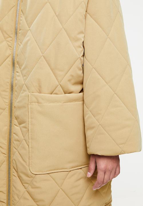 Missguided - Petite quilted longline oversized coat - stone