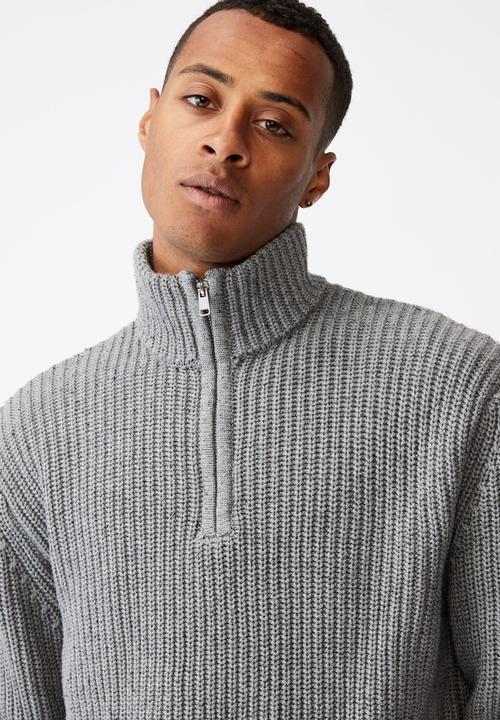 Q#000701 セーター Buy Charcoal Grey Plain Quarter Zip Jumper from Next South Africa