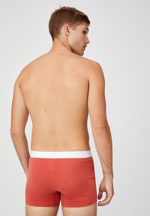 Cotton On - Mens organic cotton trunks - burnt orange & white 