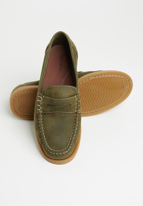 Grasshoppers - Deckskin loafer leather sandiego - olive