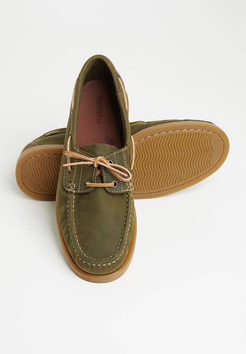 Grasshoppers - Deckskin boatshoe leather sandiego - olive