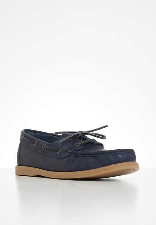 Grasshoppers - Deckskin boatshoe leather sandiego - navy