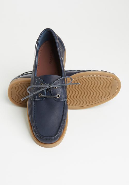 Grasshoppers - Deckskin boatshoe leather sandiego - navy