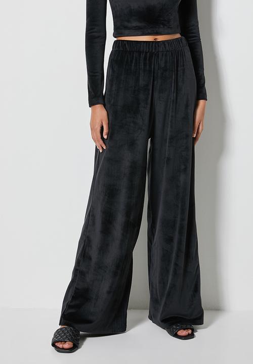 VELVET - Pull-on wide leg trouser - black