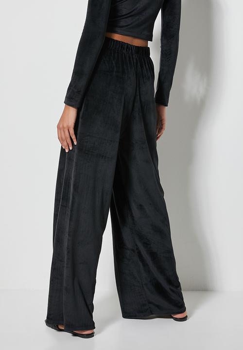 VELVET - Pull-on wide leg trouser - black