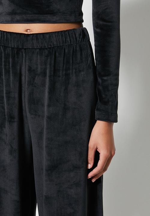 VELVET - Pull-on wide leg trouser - black