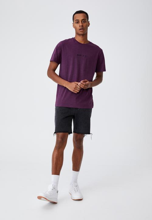 Cotton On - Tbar text t-shirt - purple