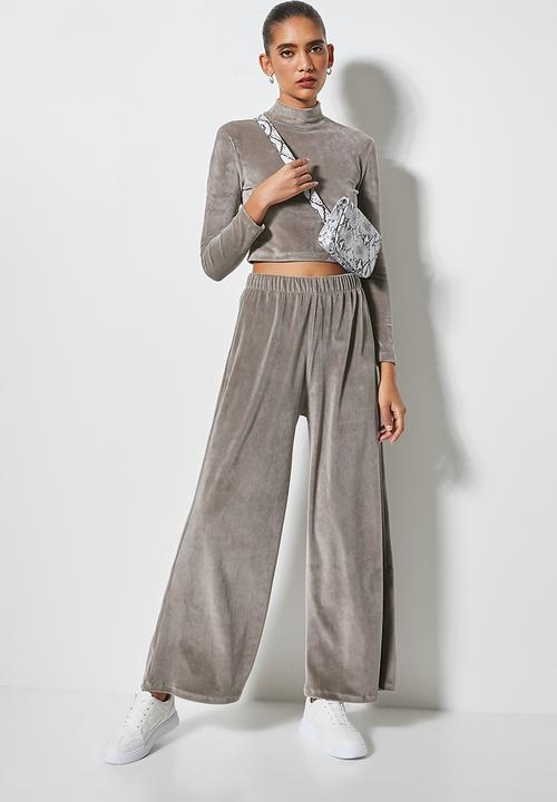 VELVET - Pull-on wide leg trouser - taupe