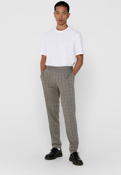 Only & Sons - Onselias check pants - neutral