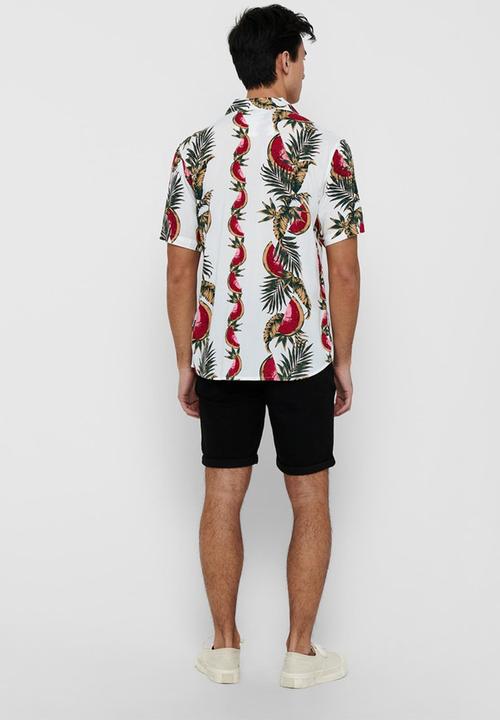 Only & Sons - Onsarthir placement aop shirt - white