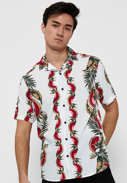 Only & Sons - Onsarthir placement aop shirt - white
