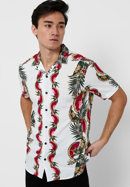 Only & Sons - Onsarthir placement aop shirt - white