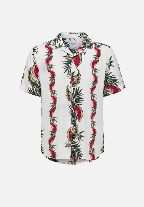 Only & Sons - Onsarthir placement aop shirt - white