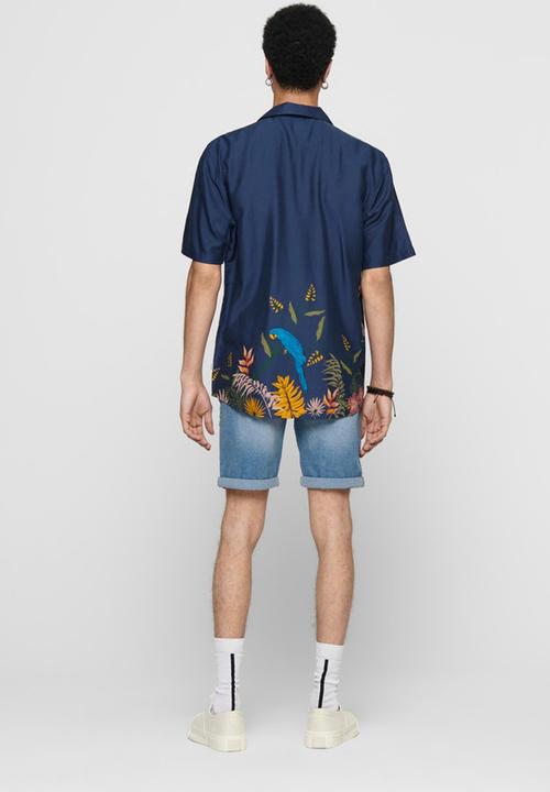 Only & Sons - Onsarthir placement aop shirt dress - navy