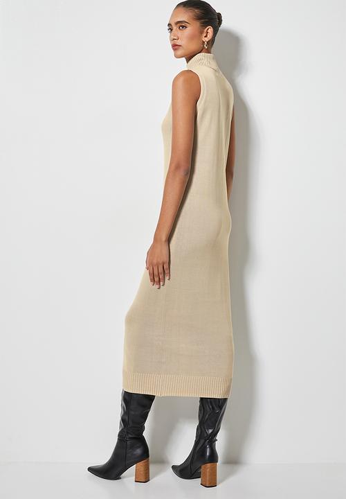 Superbalist - Organic cotton sleeveless knitwear dress - sand