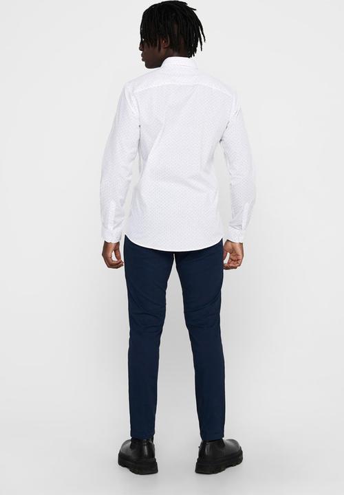Only & Sons - Onssane ls ditsy poplin shirt - white