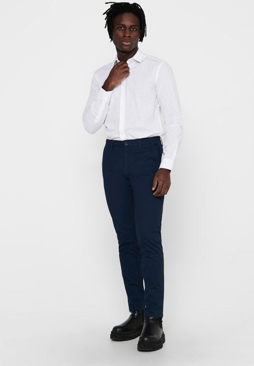 Only & Sons - Onssane ls ditsy poplin shirt - white