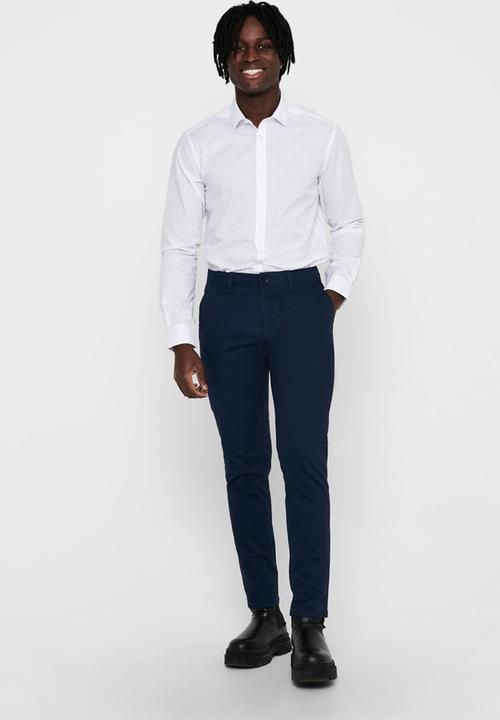 Only & Sons - Onssane ls ditsy poplin shirt - white