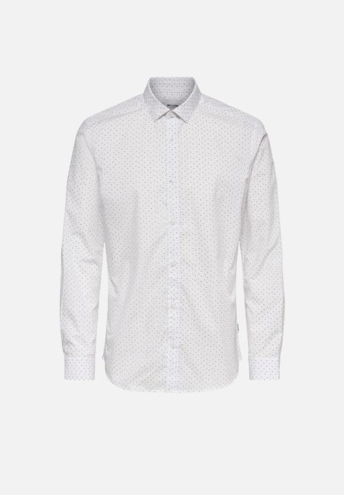 Only & Sons - Onssane ls ditsy poplin shirt - white