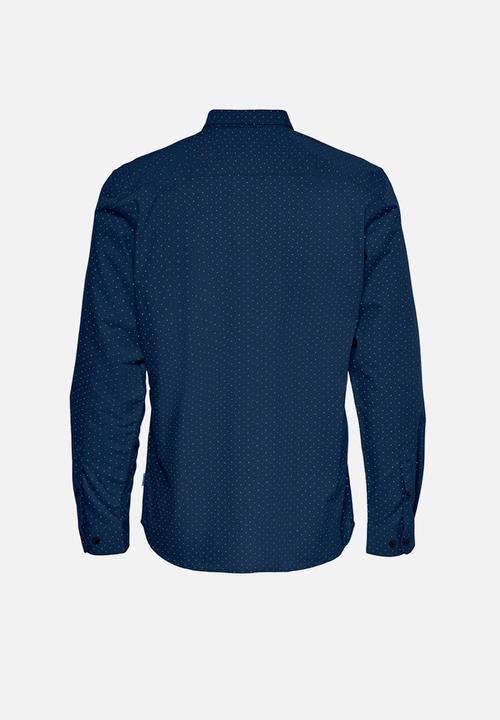 Only & Sons - Onssane ls ditsy poplin shirt - navy