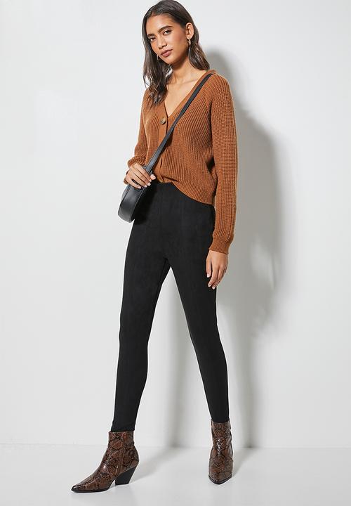 Superbalist - Panelled suedette tregging - black