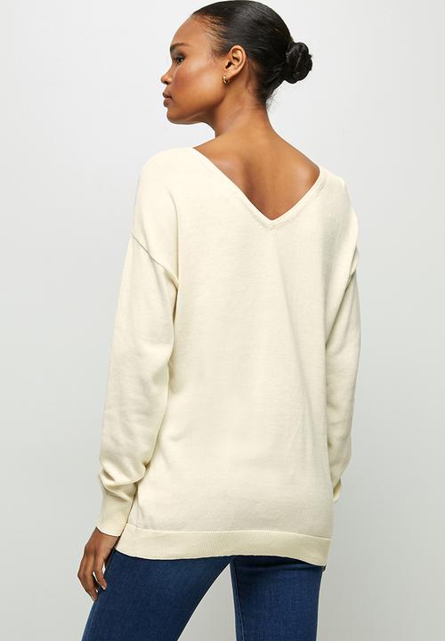 edit - Basic Vback lightweight jumper - cream 