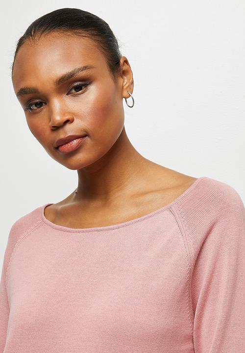 edit - Longline wide neck jumper - dusty pink