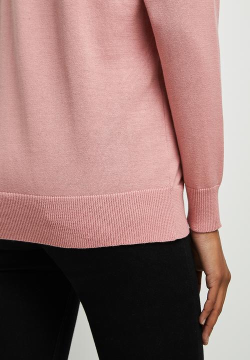 edit - Longline wide neck jumper - dusty pink