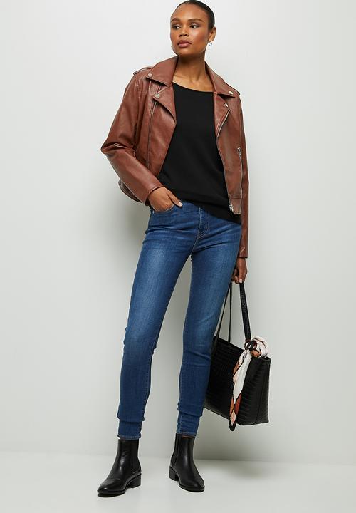 edit - Longline wide neck jumper - black