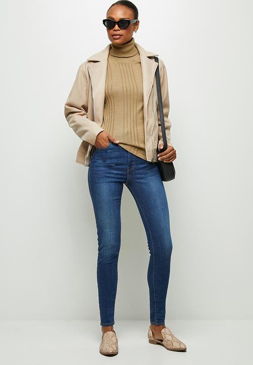 edit - Basic ribbed polo neck - brown