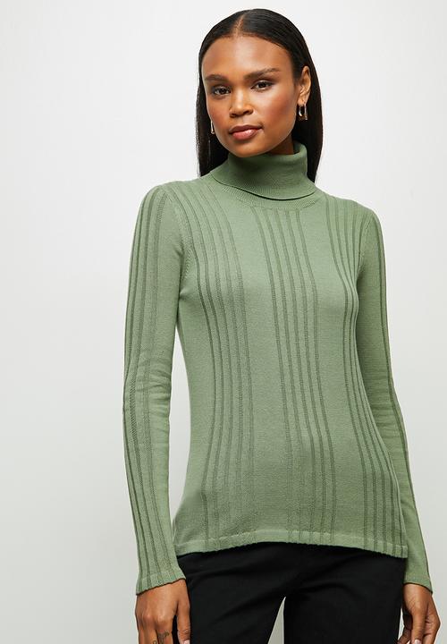 edit - Basic ribbed poloneck - green 